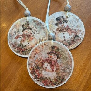Festive Snowman Holiday Ornaments - Set of 3